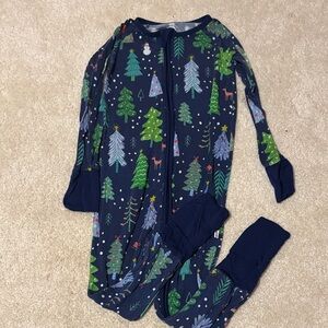 Little Sleepies Navy and White Winter Forest Onesie